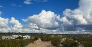 blue sky, clouds over Desert View RV Park, Elephant Butte New Mexico